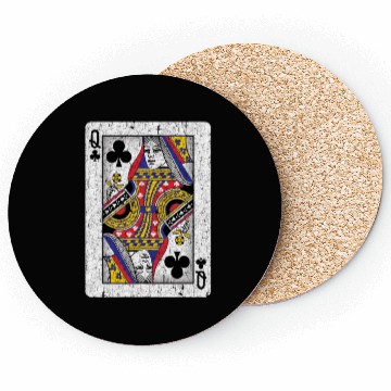 Discover queen of clubs playing card Coasters