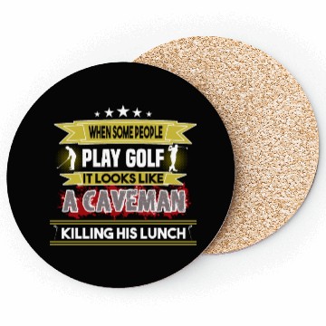 Discover play golf caveman humor golf humor funny golf gift Coasters