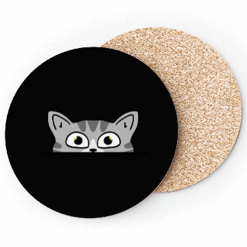 Discover Cute funny curious grey cat peeking at you. Coasters