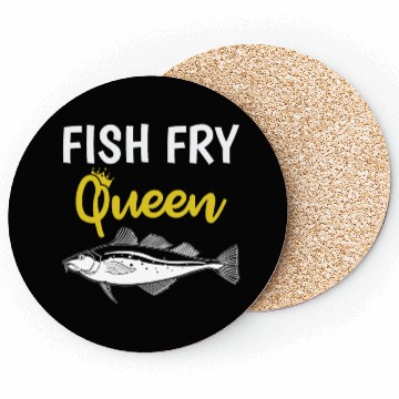 Discover Funny Fish Fry Queen print Coasters