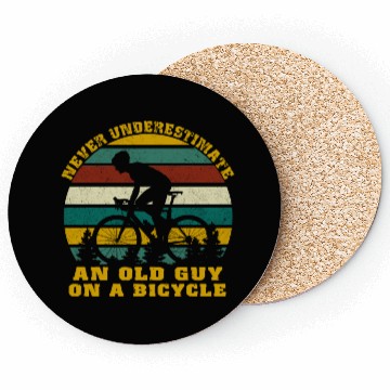 Discover Never Underestimate An old Guy On A Bicycle Coasters