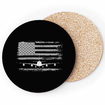Discover US Flag Airplane Patriotic American Pilot Coasters