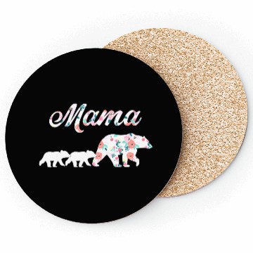 Discover Floral Mama Bear Mom of 2 Mama Bear and Cubs Coasters