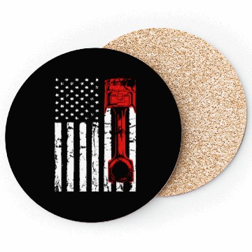 Discover Patriotic Auto Diesel Mechanic USA Flag Piston Coasters