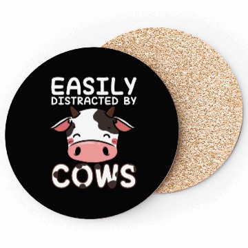 Discover Easily Distracted By Cows Farmer Farming Design Coasters