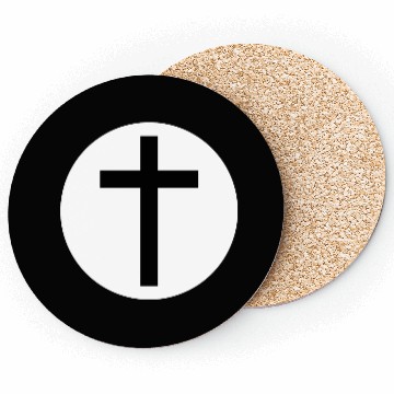 Discover Cross Inside a White Circle Coasters