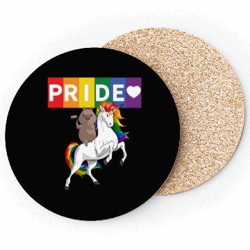 Discover LGBT Gay Pride Wombat Riding Rainbow Unicorn Coasters