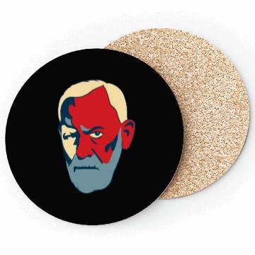 Discover Sigmund Freud Portrait - Red and Blue Coasters