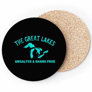 Discover The Great Lakes Unsalted & Shark Free Michigan Gif Coasters