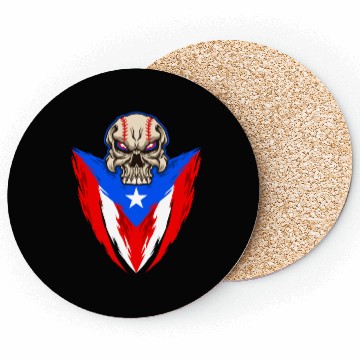 Discover Puerto Rico Baseball Skull Coasters