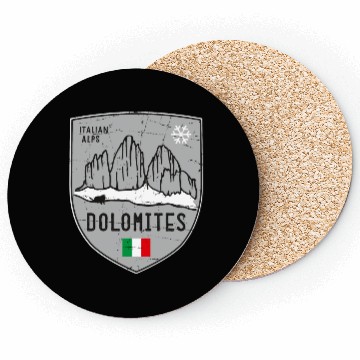 Discover Dolomites Italy Emblem Coasters