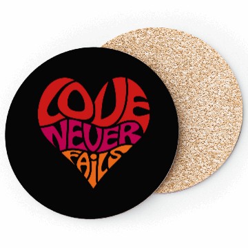 Discover Love Never Fails, Heart, Christian, Bible Verse Coasters