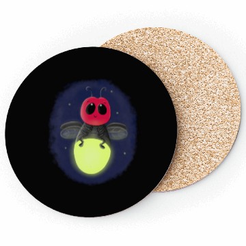 Discover Cute lightning bug firefly cartoon illustration Coasters