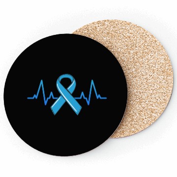 Discover Prostate Cancer Fighter Heartbeat Coasters Blue Ribbon