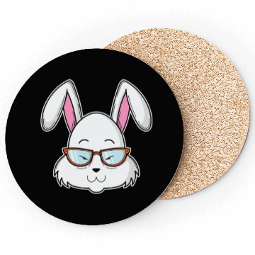 Discover Cool Rabbit as Nerd with Nerd Glasses Coasters