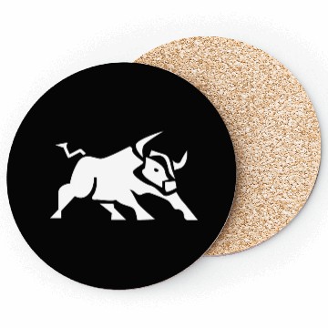 Discover Charging Bull Icon White Coasters