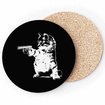 Discover Gun Kitty Funny Cat Coasters