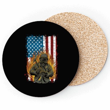 Discover Firefighter Fire Department Thin Red Line Fireman Coasters