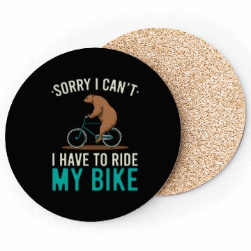 Discover Bear Riding A Bicycle Mountain Bike Cyclist Coasters