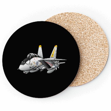 Discover F-14 Tomcat Military Fighter Jet Aircraft Cartoon Coasters