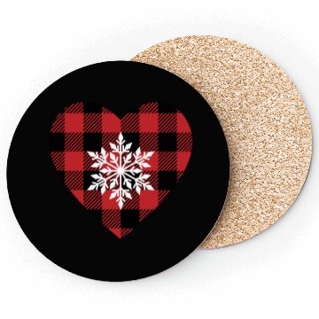 Discover Buffalo Plaid snowflake heart Coasters