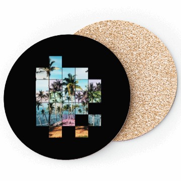 Discover Palm Trees Beach Vacation Pixel Picture Colorful Coasters