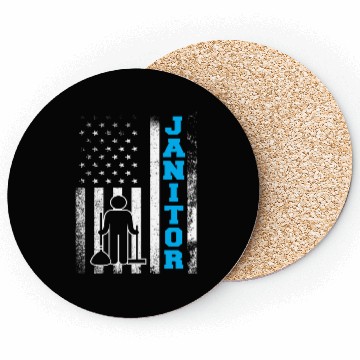 Discover Janitor School Custodian Cleaner Janitors US Flag Coasters