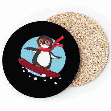 Discover Snowboarding Penguin Coasters