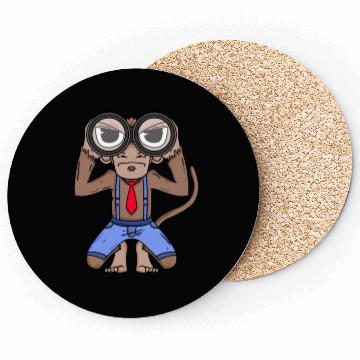 Discover Funny Monkey with Binoculars Design Coasters