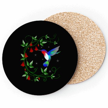 Discover Hummingbird with red flowers Coasters