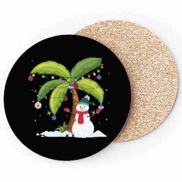 Discover Christmas Palm Tree And Snowman Coasters