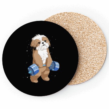 Discover Funny Weight Lifting Fitness Gym Shih Tzu Dog Coasters
