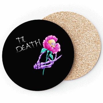 Discover Til Death Valentine Skeleton Hand Skull Flower Coasters