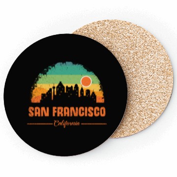 Discover San Francisco California Vintage Retro Stripe Coasters