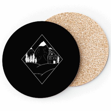 Discover landscape: mountains, cabin and trees, lifestyle Coasters