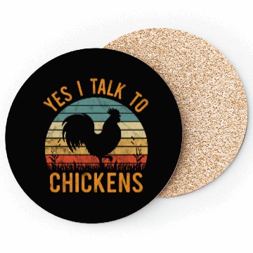 Discover Yes I Talk To Chickens Funny Chicken Farm Farmer Coasters