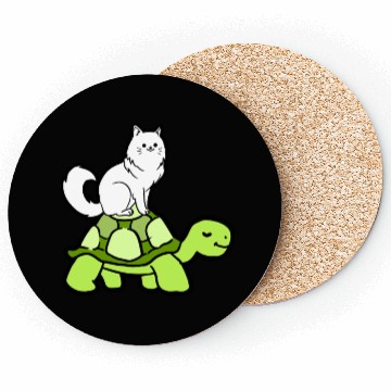 Discover Cat Riding Turtle for Turtle Theme Fan Coasters