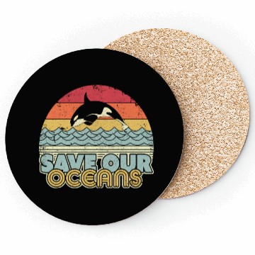 Discover Save Our Oceans Orca Whale Retro Climate Change Coasters