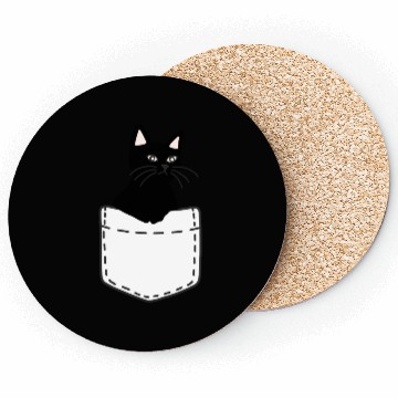 Discover Black Cat In A Pocket Coasters