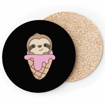 Discover Sloth Pink Ice Cream Waffle Cute Animals For Kids Coasters