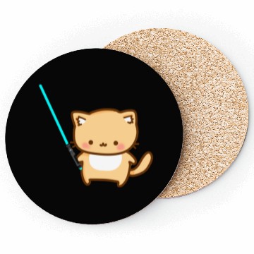 Discover Cute cat with blue lightsaber Coasters