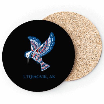 Discover Native American Utqiagvik Kingfisher Bird Alaska Coasters