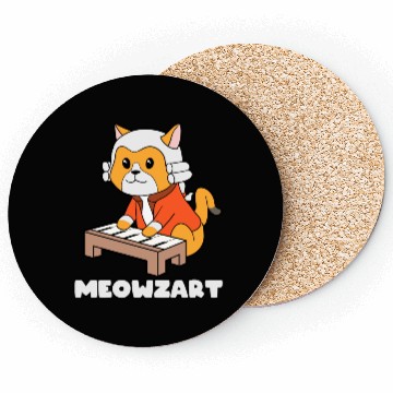 Discover Meowzart Kitty Piano Funny Cat Pun Classical Music Coasters