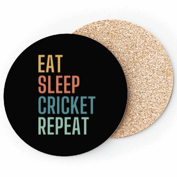 Discover Eat Sleep Cricket Repeat Coasters