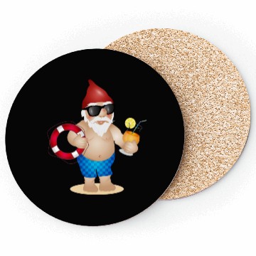 Discover Garden gnome with swimming trunks and lifebuoy Coasters