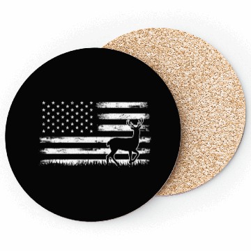 Discover Deer Hunting American Flag Coasters