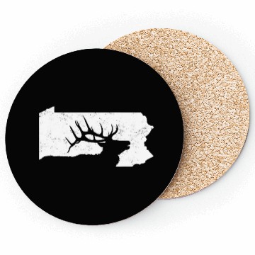 Discover Pennsylvania Elk Hunting Bull Elk PA State Shape Coasters