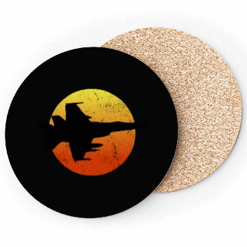 Discover F-18 Hornet Silhouette Retro Sunset Military F18f1 Coasters