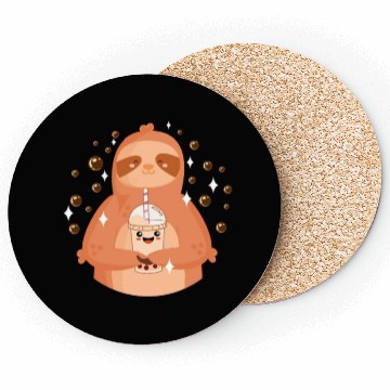 Discover Boba Tea Kawaii Sloth Drinking Coasters