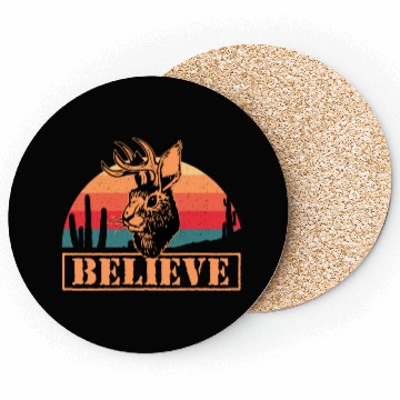 Discover Believe in Jackalope Mythical Animal Jackrabbit Coasters
